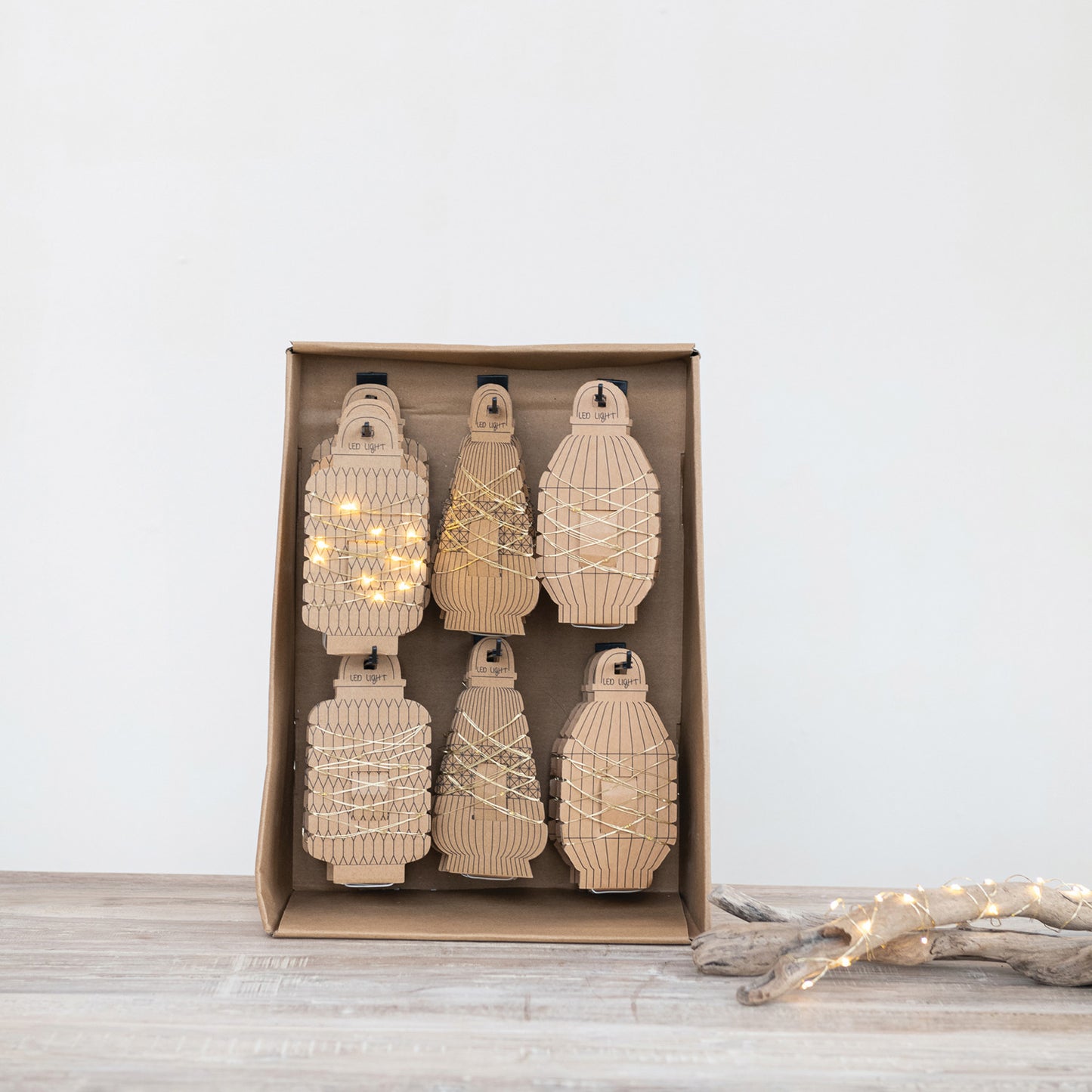 LED String Lights on Paper Lantern Display Cards
