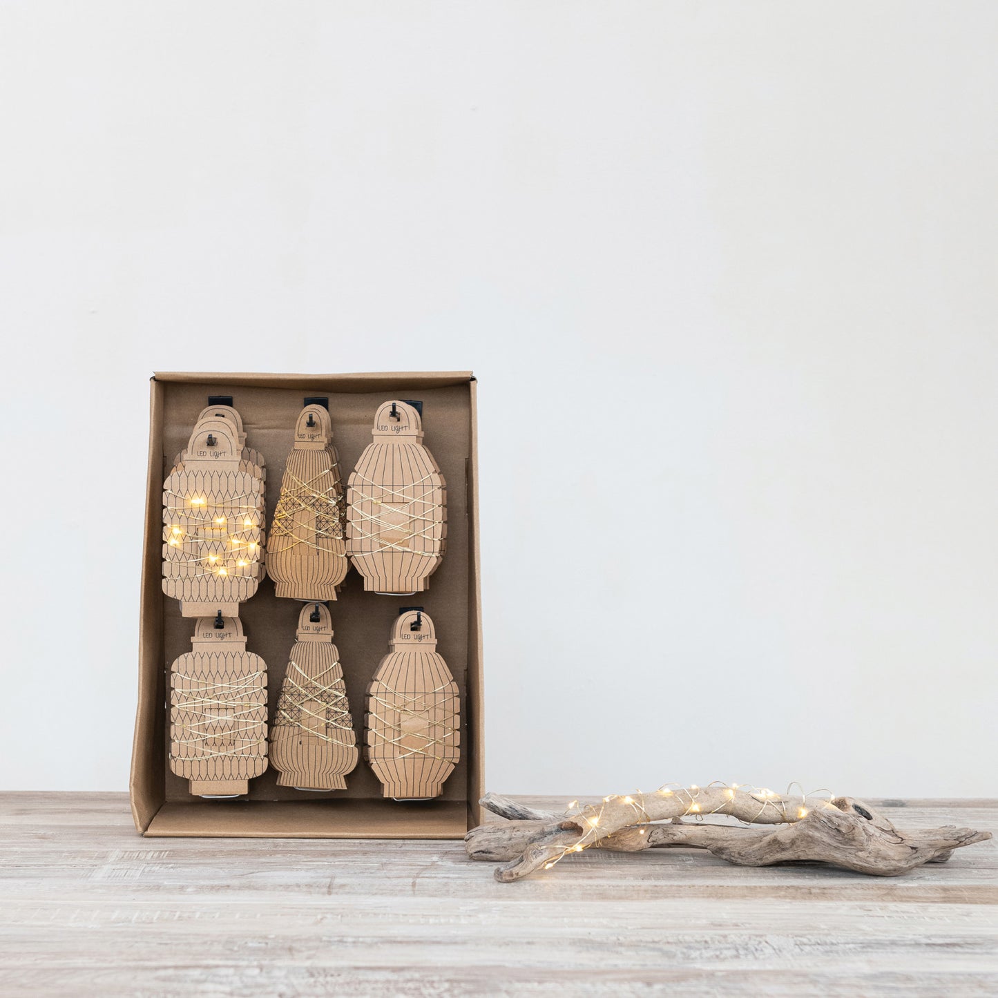 LED String Lights on Paper Lantern Display Cards
