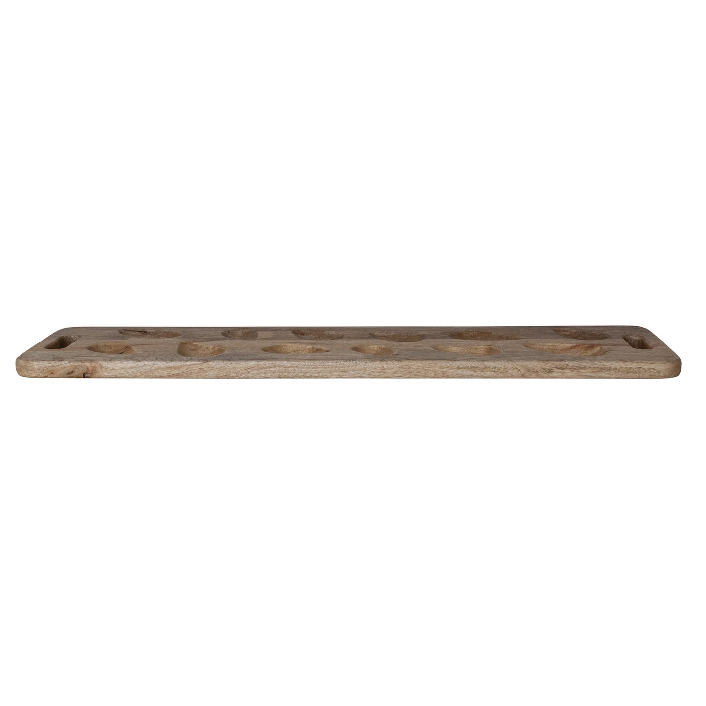 Mango Wood Oyster Serving Board w/ Handles, Natural (Holds 12 Oysters)