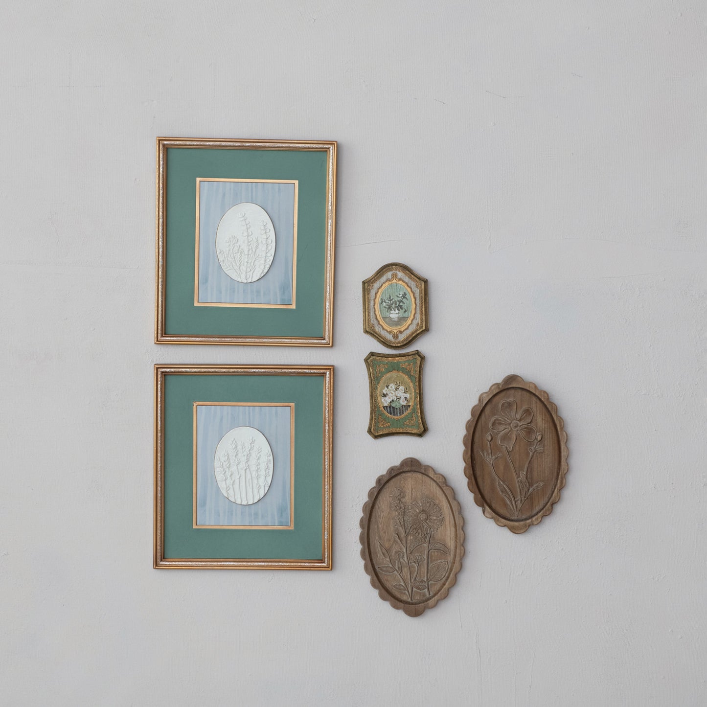 Wood Scalloped Wall Décor with Laser Etched Botanicals