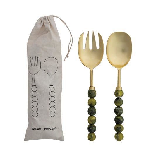 Stainless Steel Salad Servers with Resin Handles, Set of 2