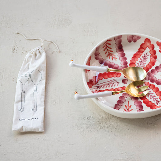 Stainless Steel Salad Servers with Goose Shaped Handles