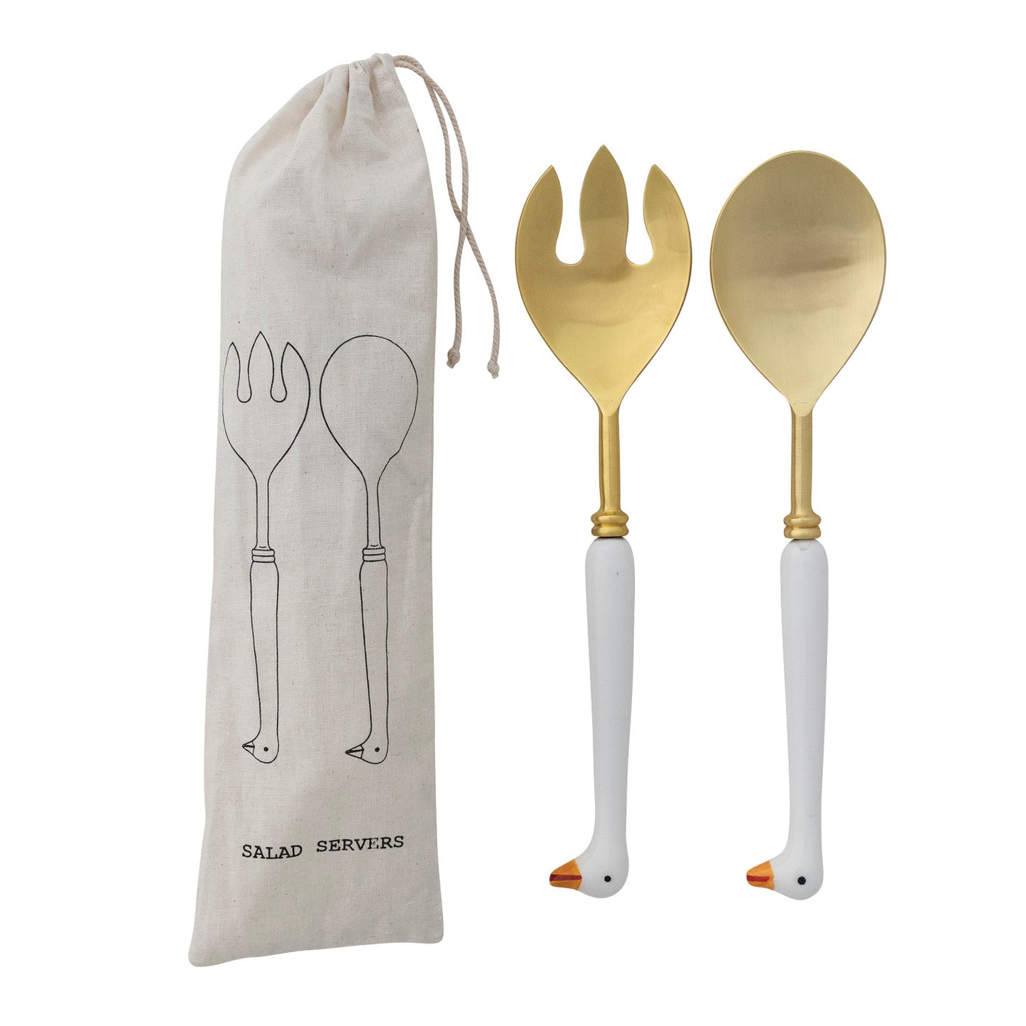 Stainless Steel Salad Servers with Goose Shaped Handles