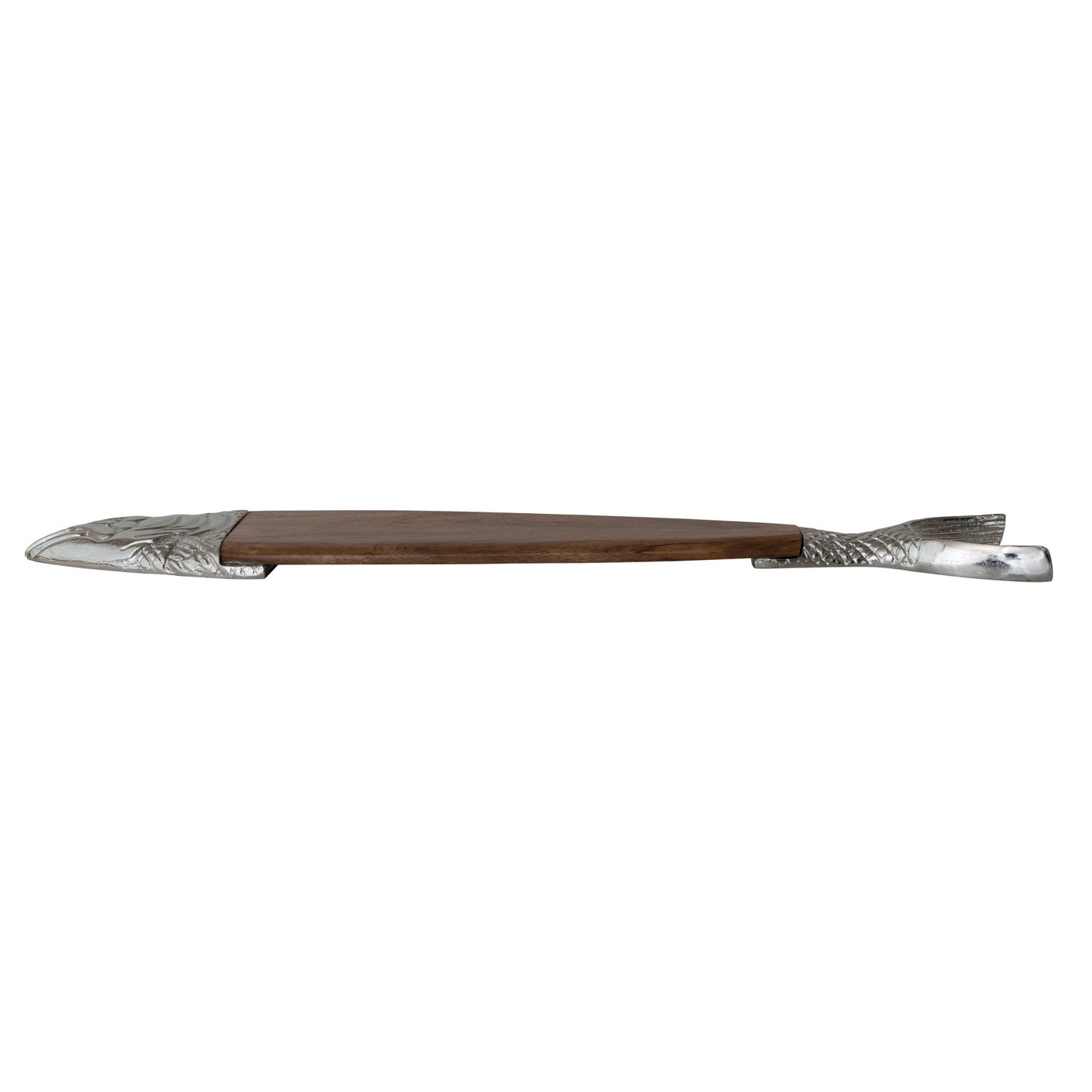 Acacia Wood & Cast Aluminum Fish Shaped Cheese/Serving Board