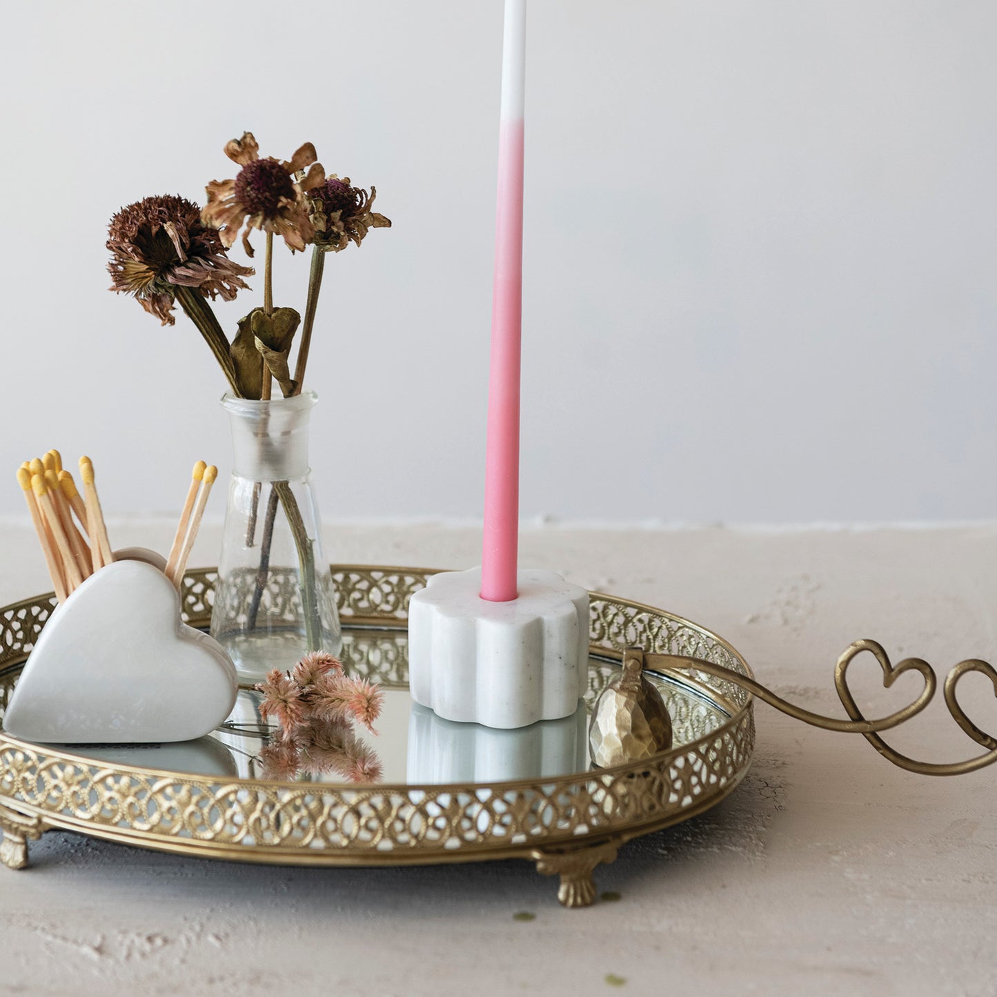 Marble Scalloped Taper Holder