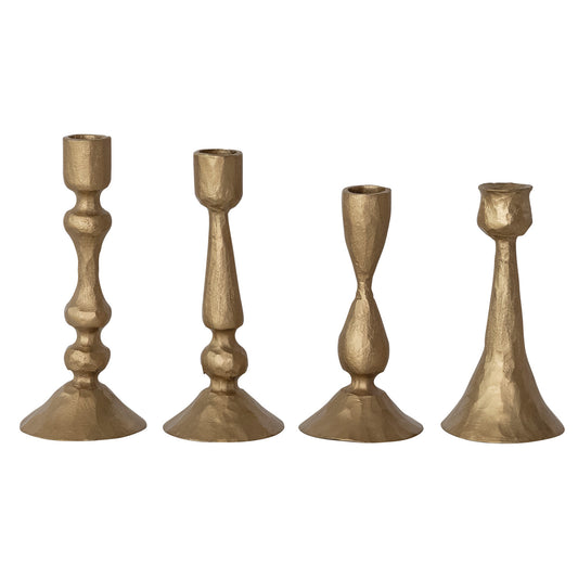 Hand-Forged Metal Taper Holder, Antique Gold Finish, 4 Styles (Holds 1/2" Taper)