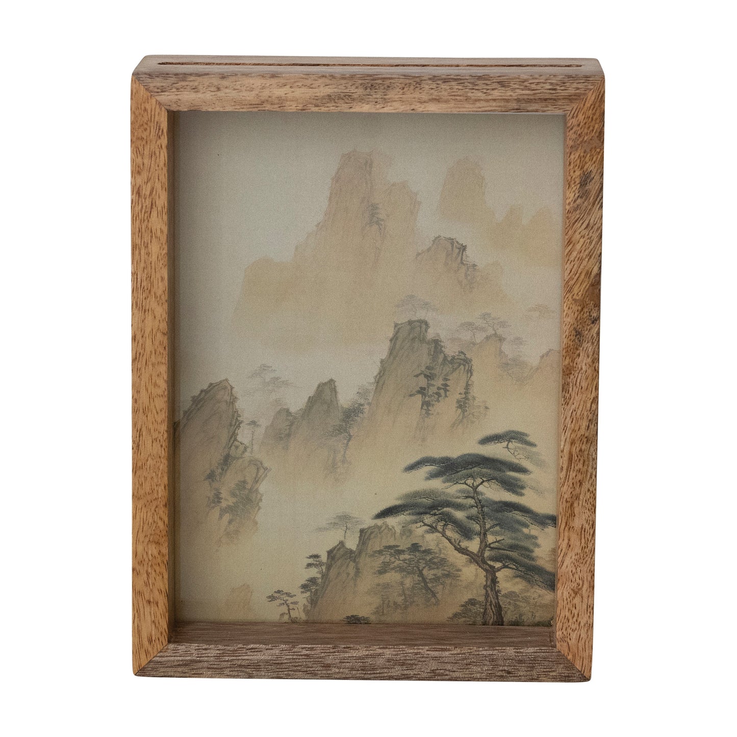Mango Wood & Glass Floating Two-Sided Photo Frame