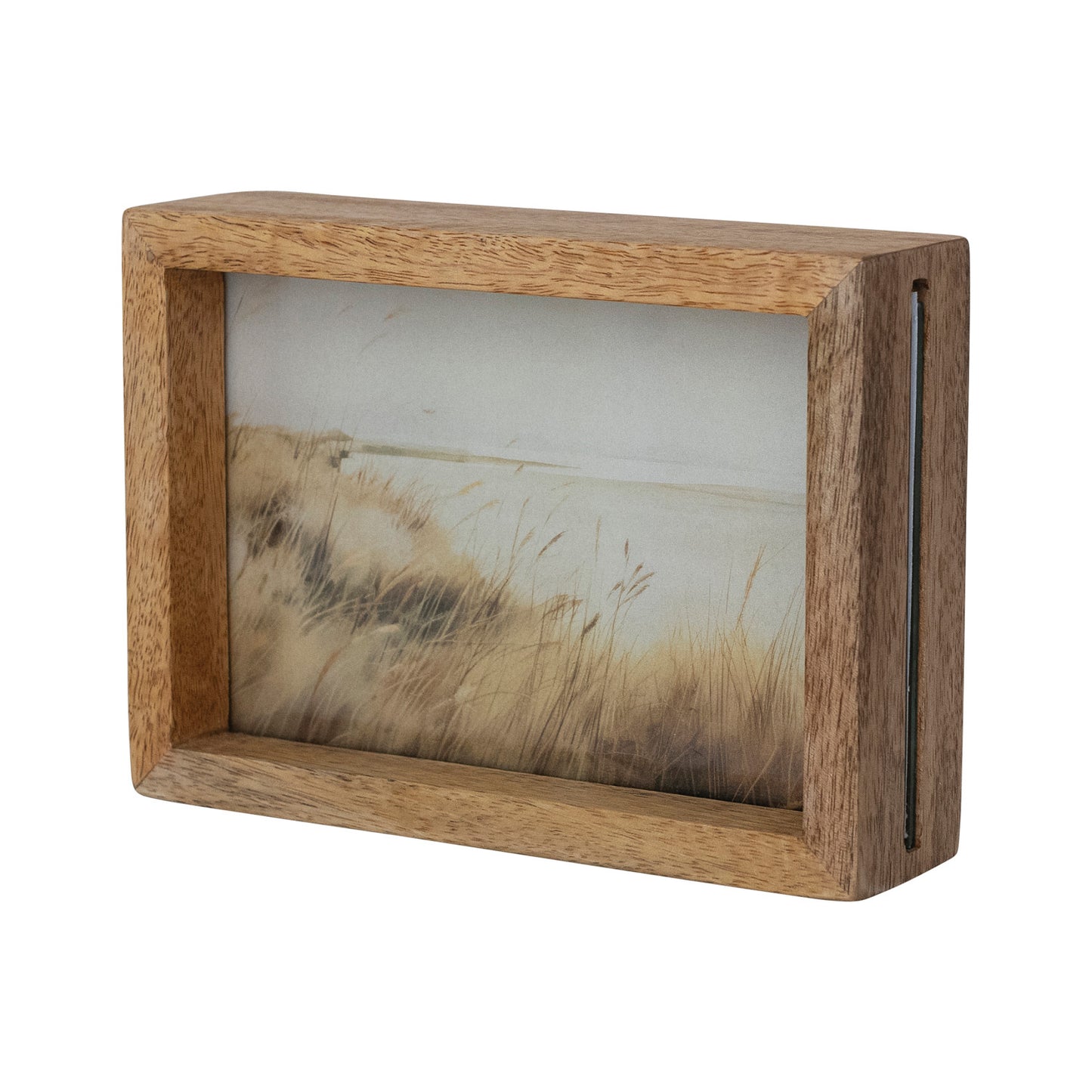Mango Wood & Glass Floating Two-Sided Photo Frame