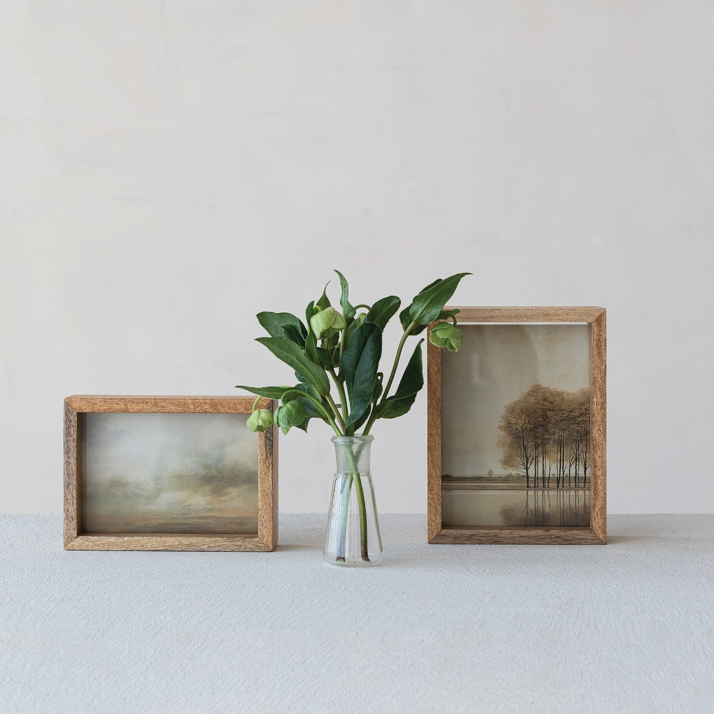 Mango Wood & Glass Floating Two-Sided Photo Frame