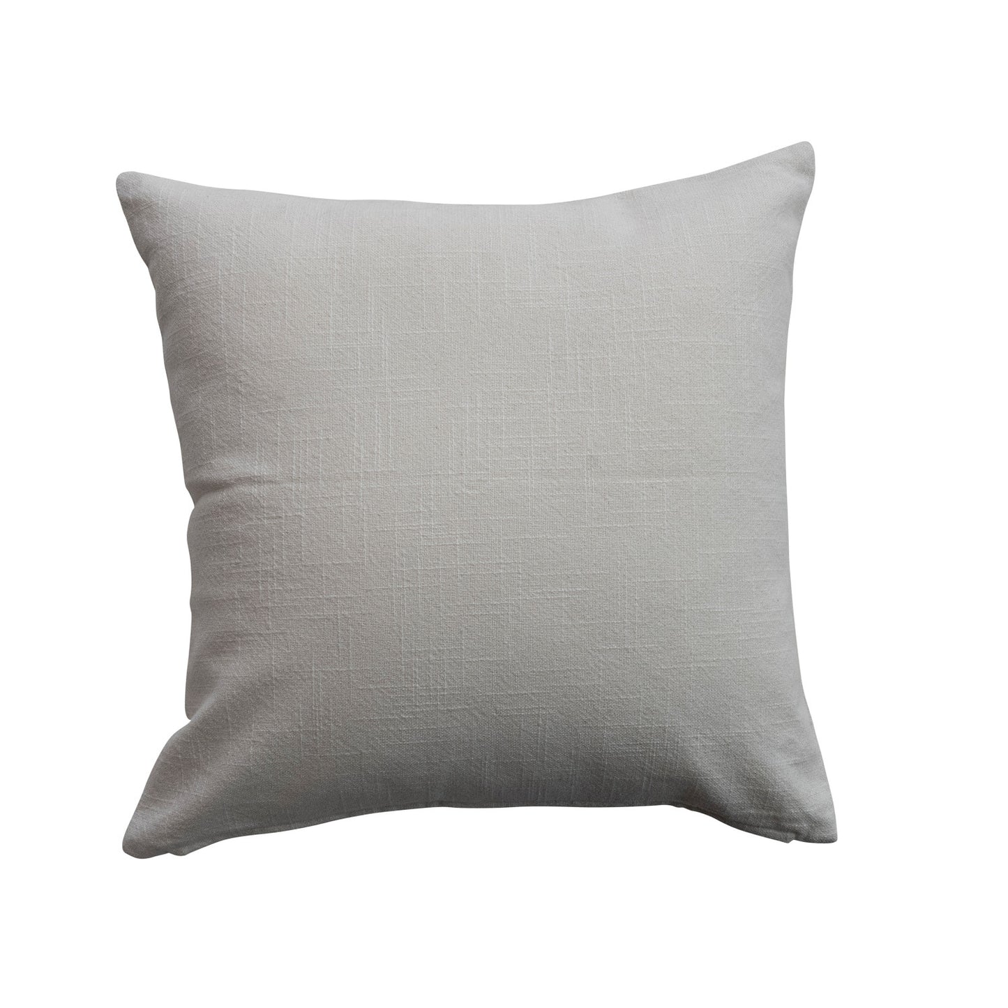 18" Square Cotton Pillow with Embroidery "Lake People", White & Blue ©