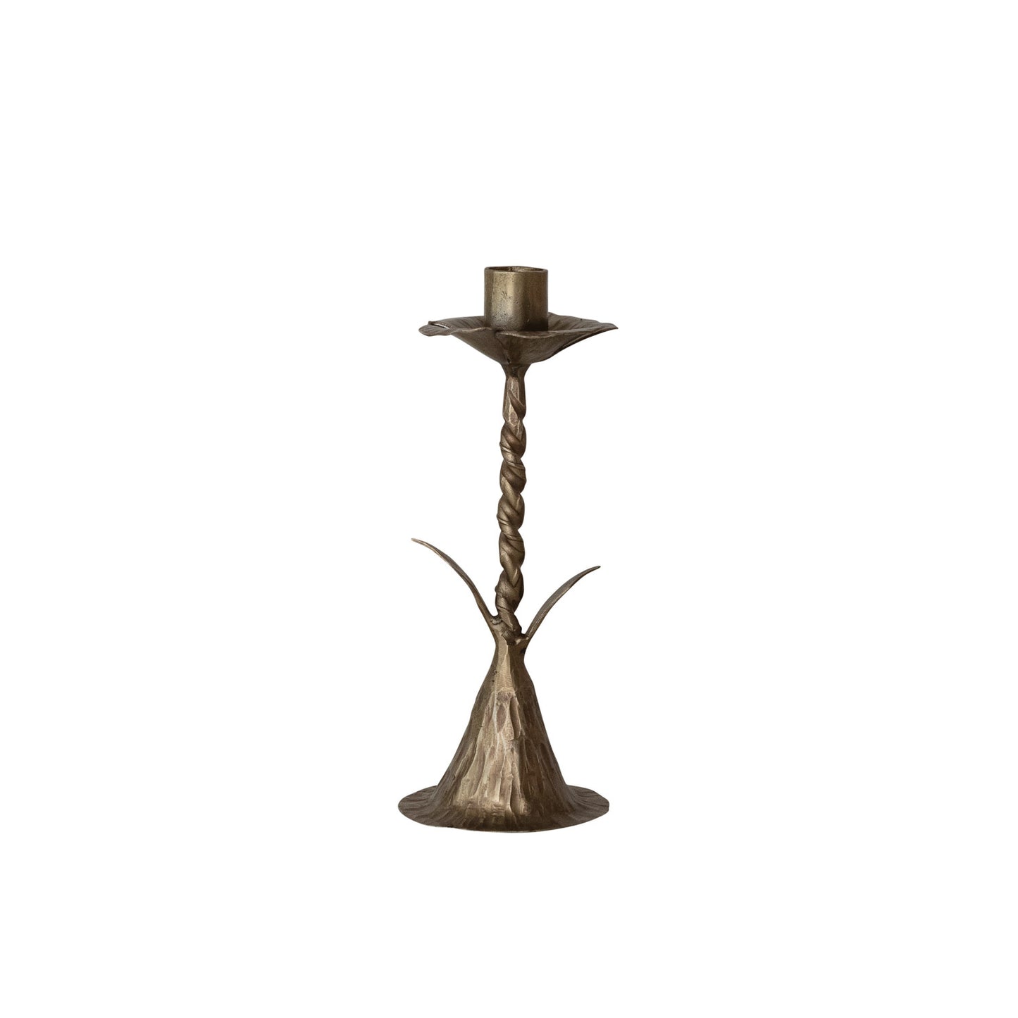 Hand-Forged Metal Twisted Stem Shaped Taper Holder