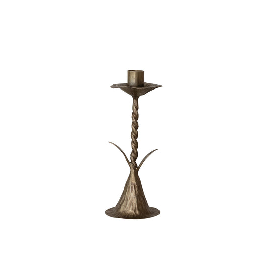 Hand-Forged Metal Twisted Stem Shaped Taper Holder