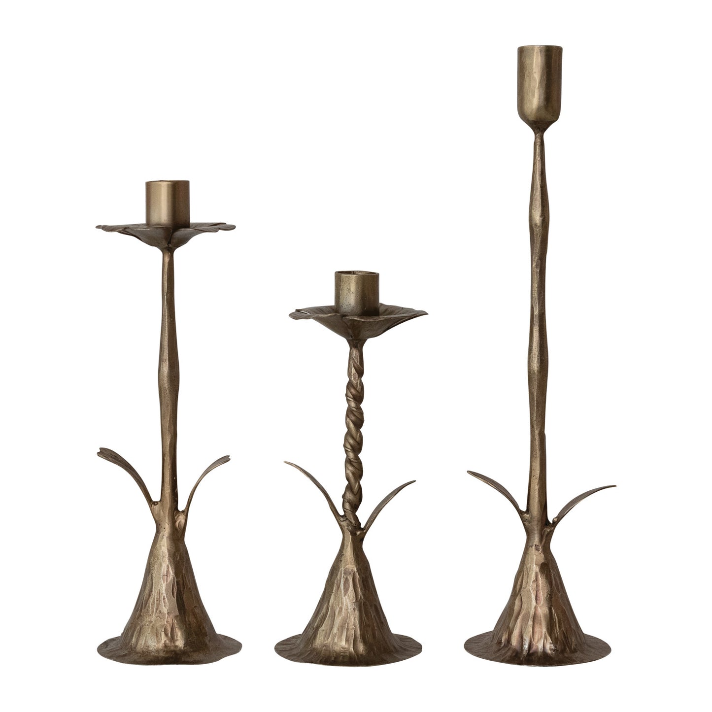 Hand-Forged Metal Twisted Stem Shaped Taper Holder