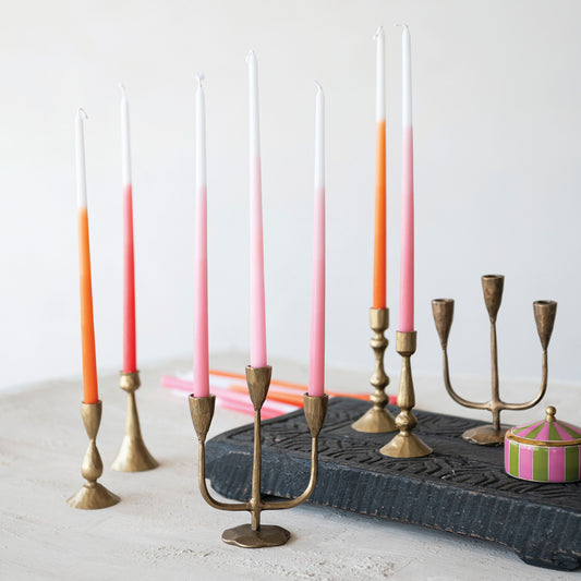 Hand-Forged Iron Candelabra, Antique Brass Finish (Holds (3) 1/2" Tapers)