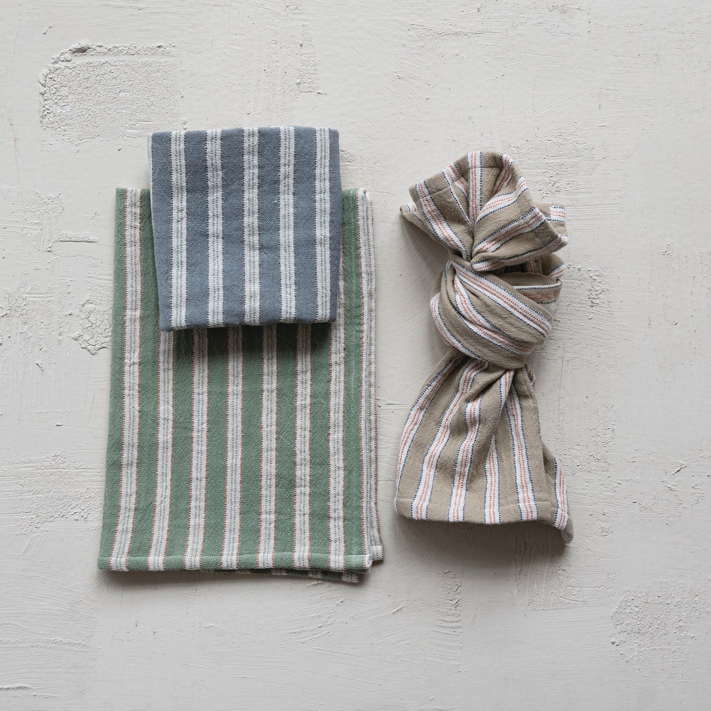 Woven Cotton Double Cloth Striped Tea Towel
