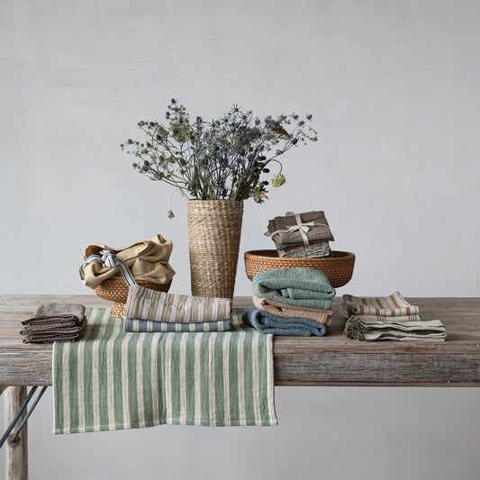Woven Cotton Double Cloth Striped Tea Towel
