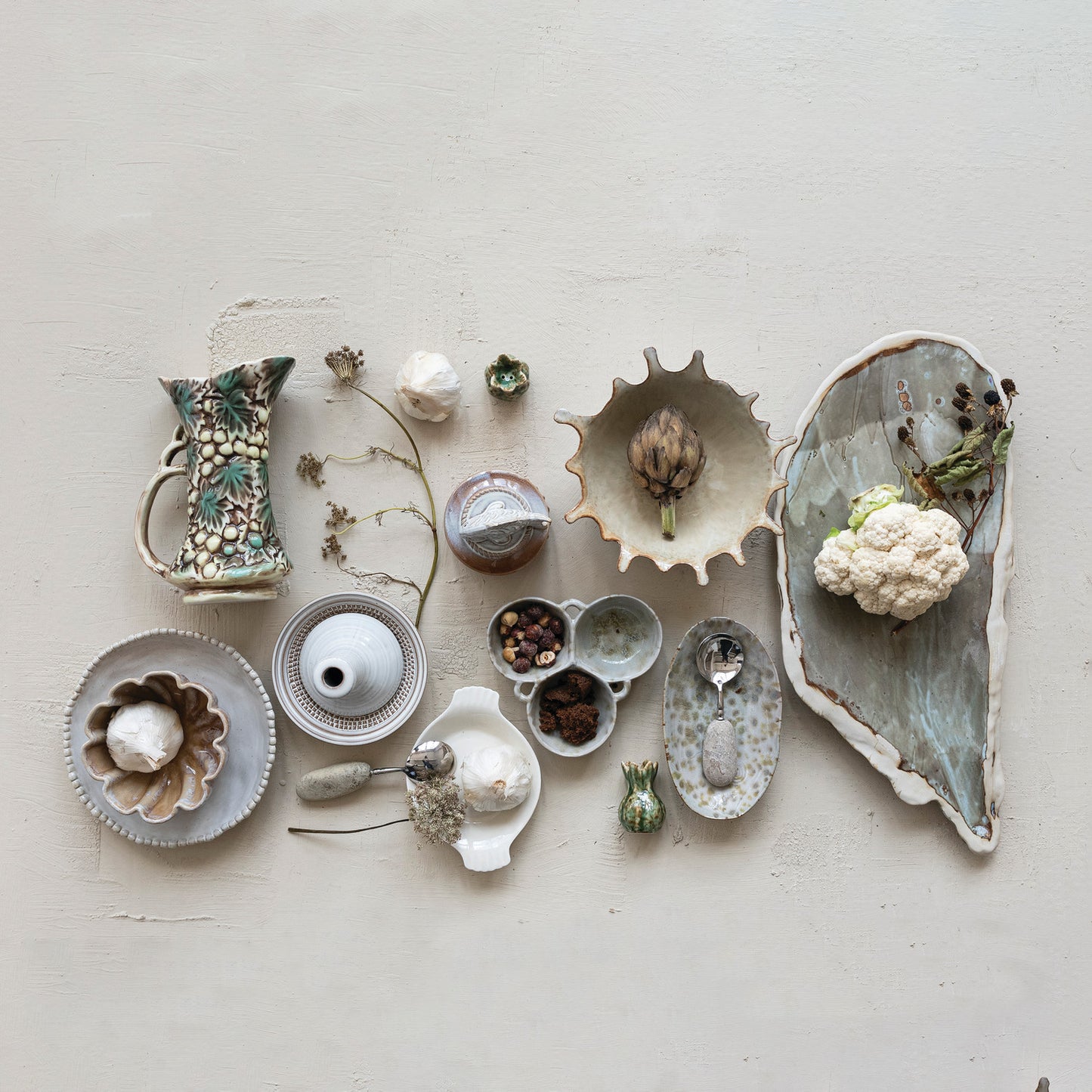 Handmade Stoneware Oyster Shell Shaped Platter