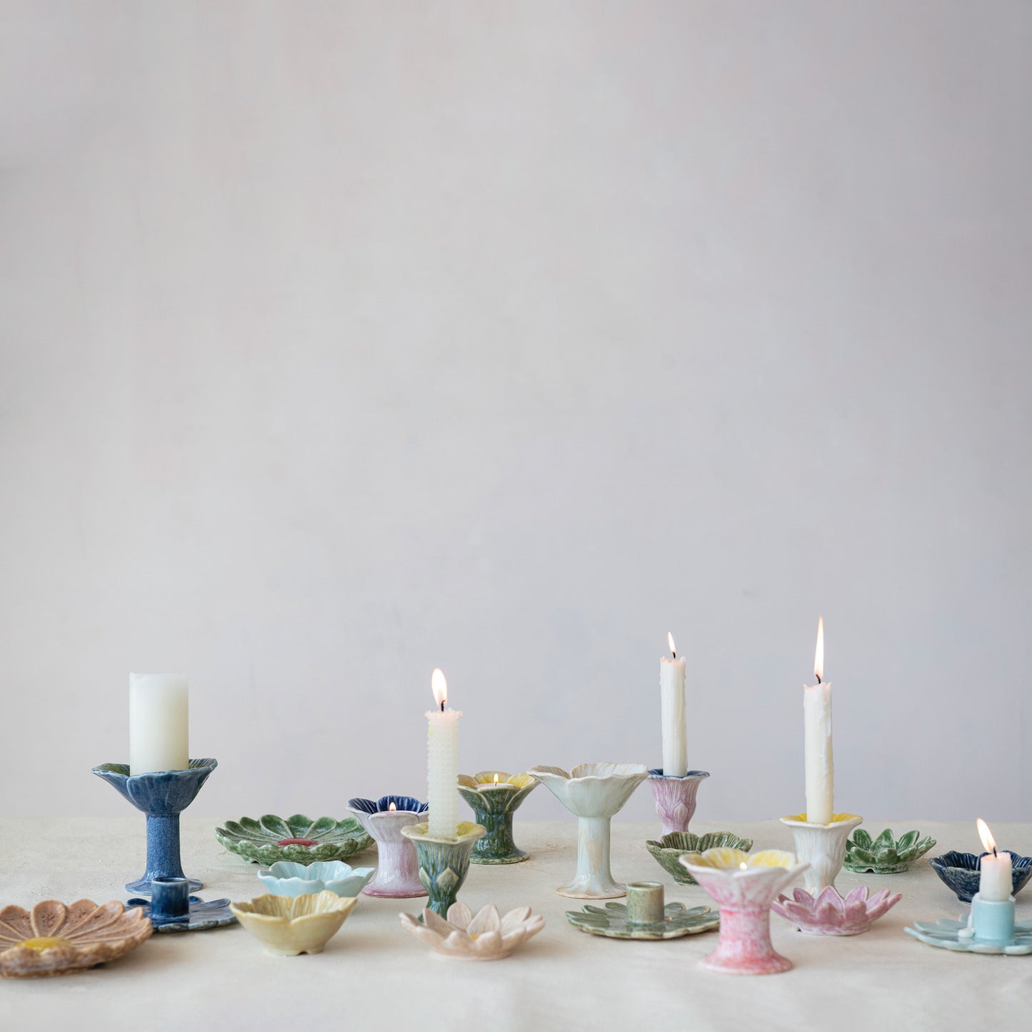 Stoneware Flower Shaped Taper Holder