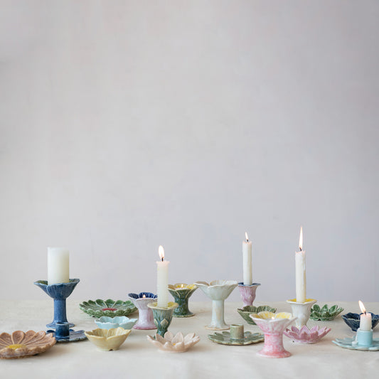 Stoneware Flower Shaped Taper Holder