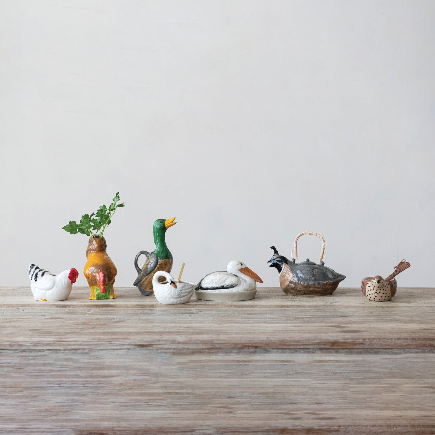 12 oz. Hand-Painted Stoneware Duck Shaped Pitcher