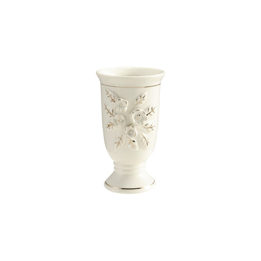 Stoneware Vintage Reproduction Footed Vase with Flowers