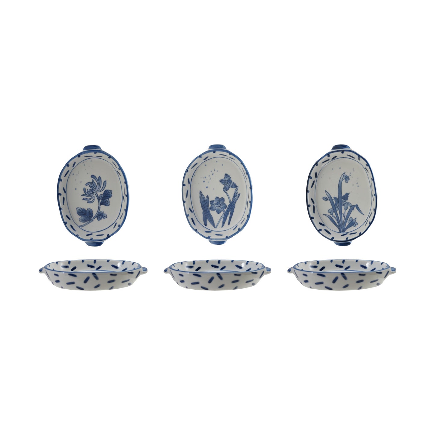 Hand-Painted Stoneware Baker with Handles