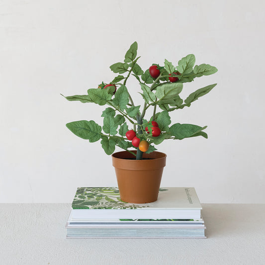 Faux Tomato Plant in Plastic Pot