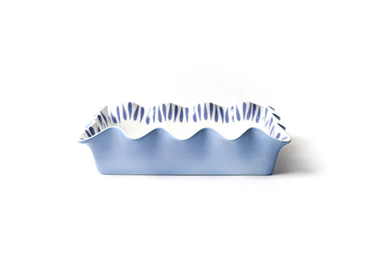 Iris Blue Drop Ruffle Casserole Dish