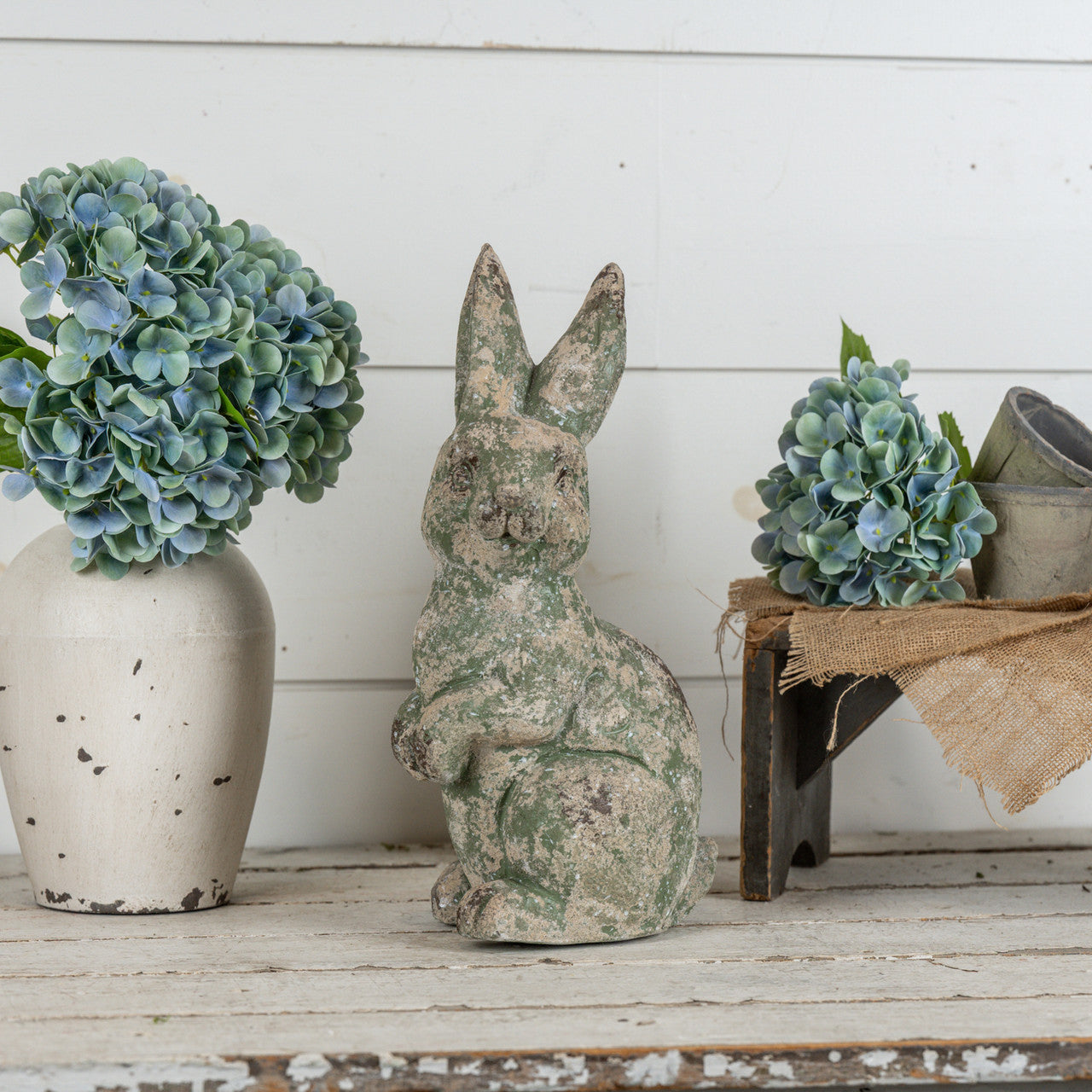 Aged Green Garden Bunny