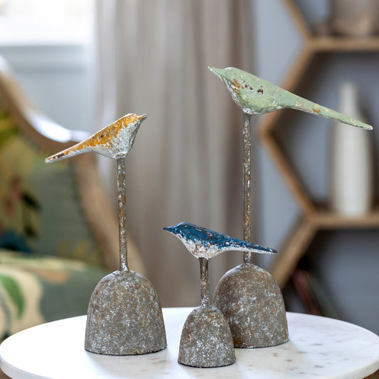 Cast Iron Perched Birds, Set of Three