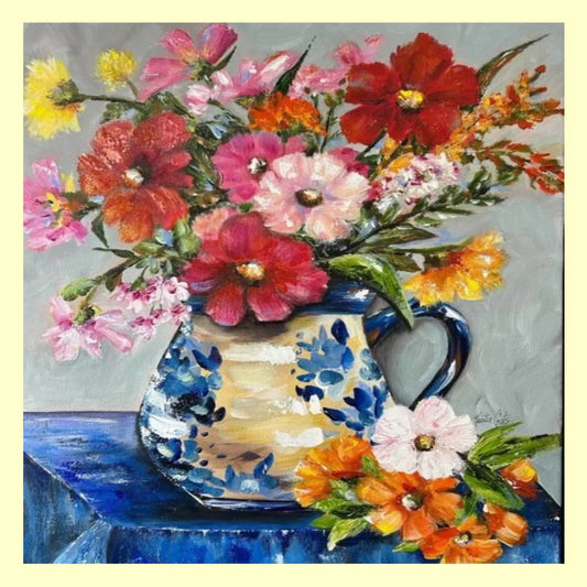 Flowers in Blue Chinoserie Square Pillow Swap