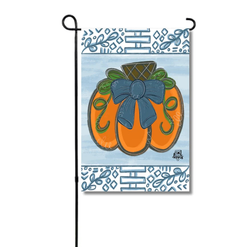Blue Chinoiserie Pumpkin Garden Flag
