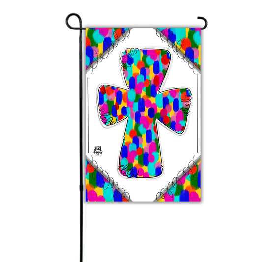 Stained Glass Cross Garden Flag