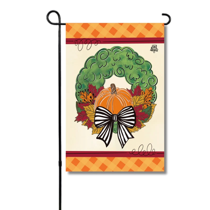 Pumpkin Wreath Garden Flag