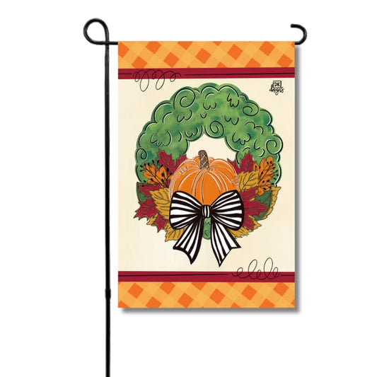 Pumpkin Wreath Garden Flag