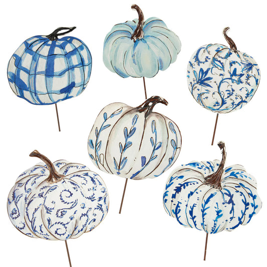 Blue & White Metal Pumpkins - Assorted