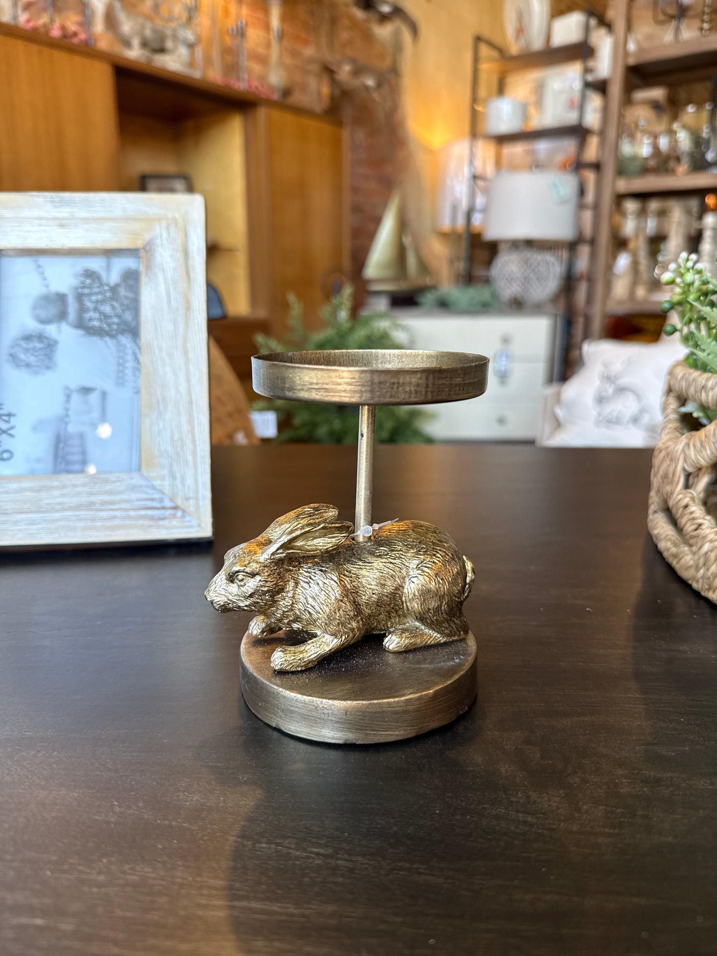 Gold Bunny Pillar Holder