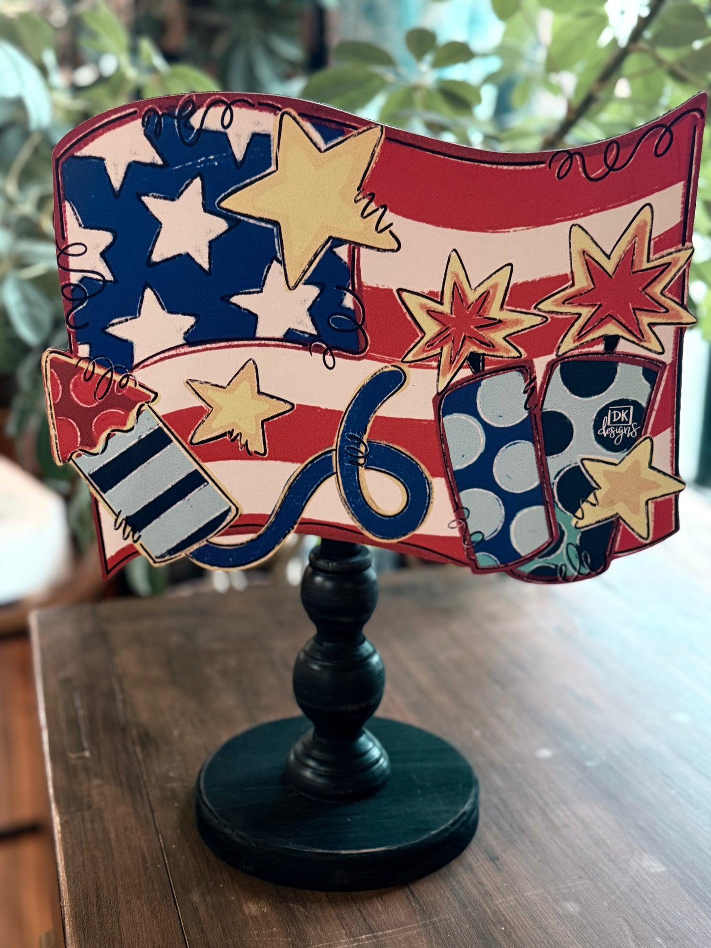 Flag and Fireworks