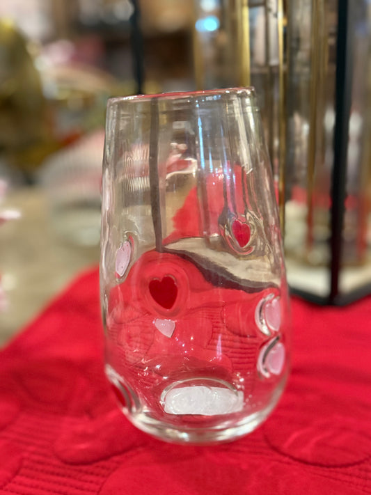 Glass Vase with Hearts
