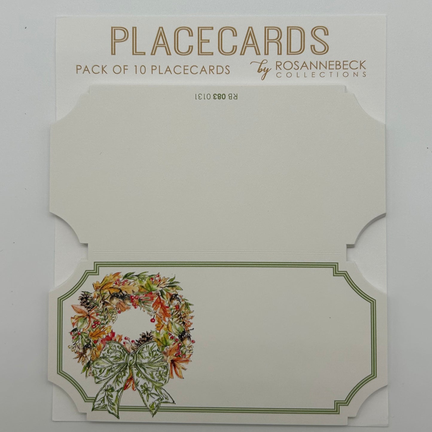 Fall Leaves Wreath with Chinoiserie Bow Place Card