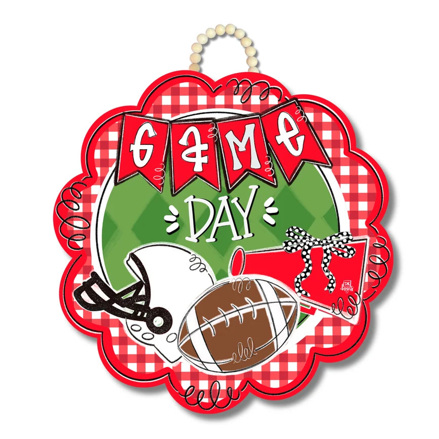 LC Red Devil Inspired Game Day Scalloped Door Hanger