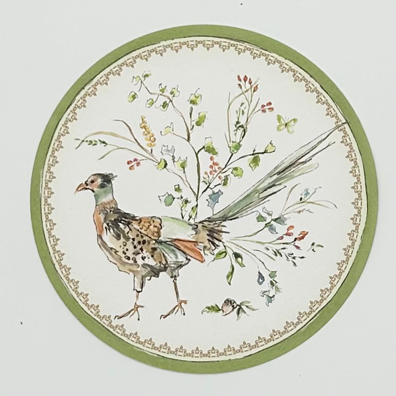 Pheasant with Greenery Die-cut Coasters