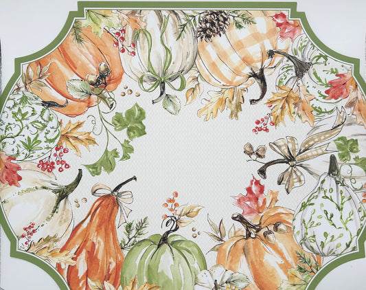 Green Chinoiserie and Orange Pumpkins with Leaves Placemat