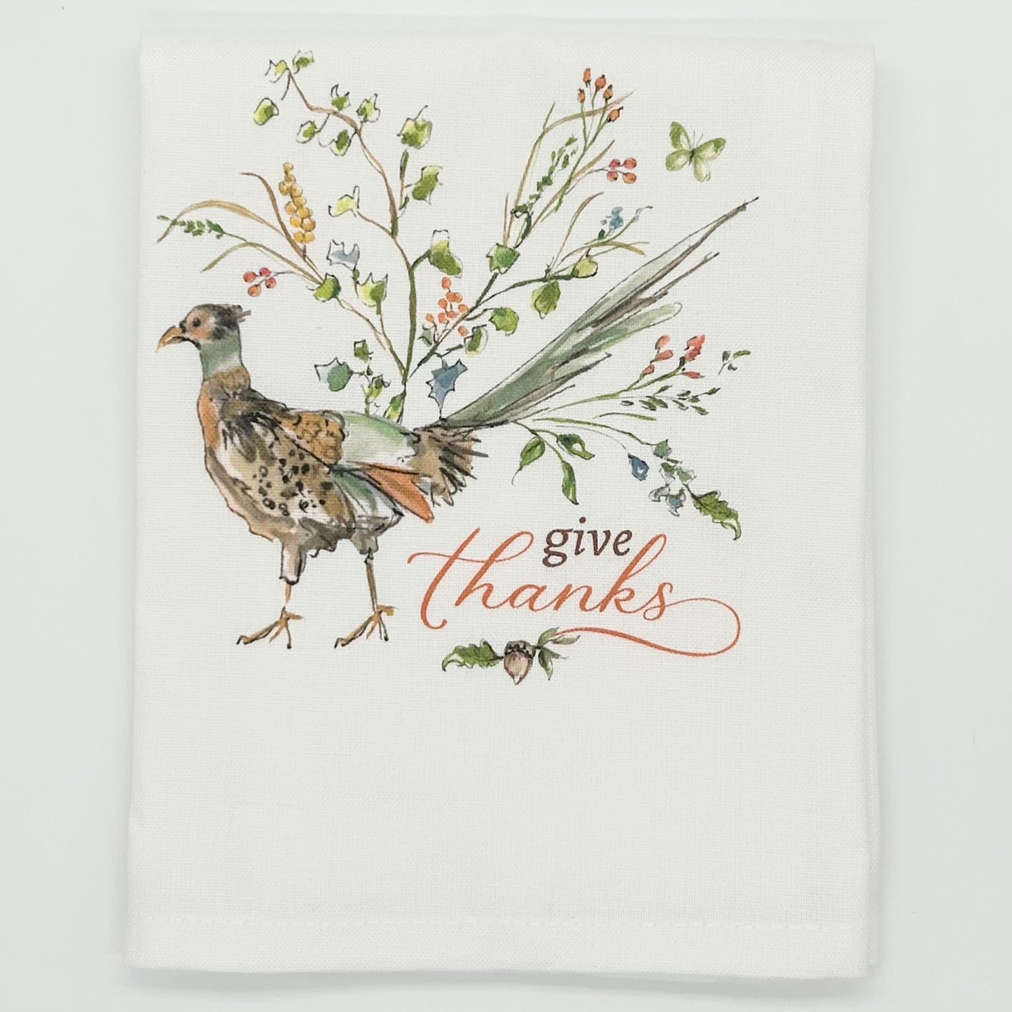 Give Thanks Fall Pheasant Kitchen Towel