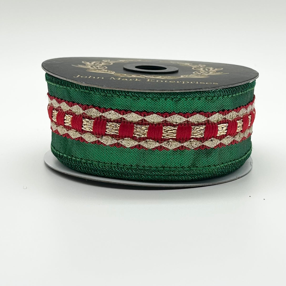 Red Trim Metallic Dupioni Green Ribbon