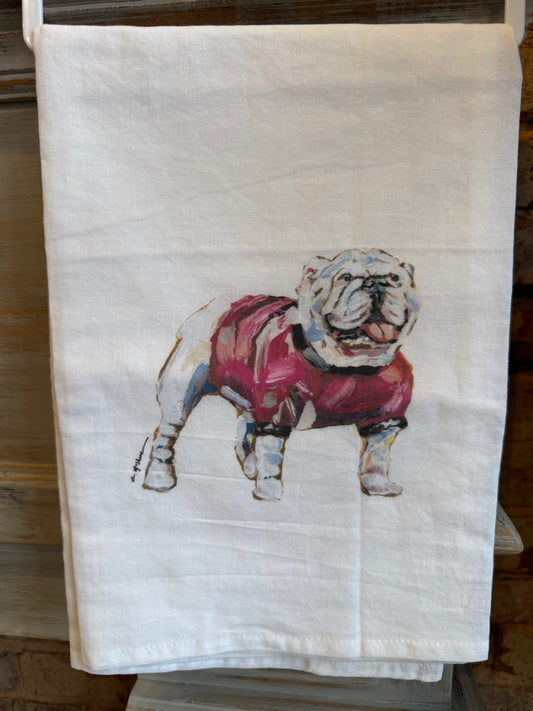 "Bulldog Red" Tea Towel by Chelsea McShane
