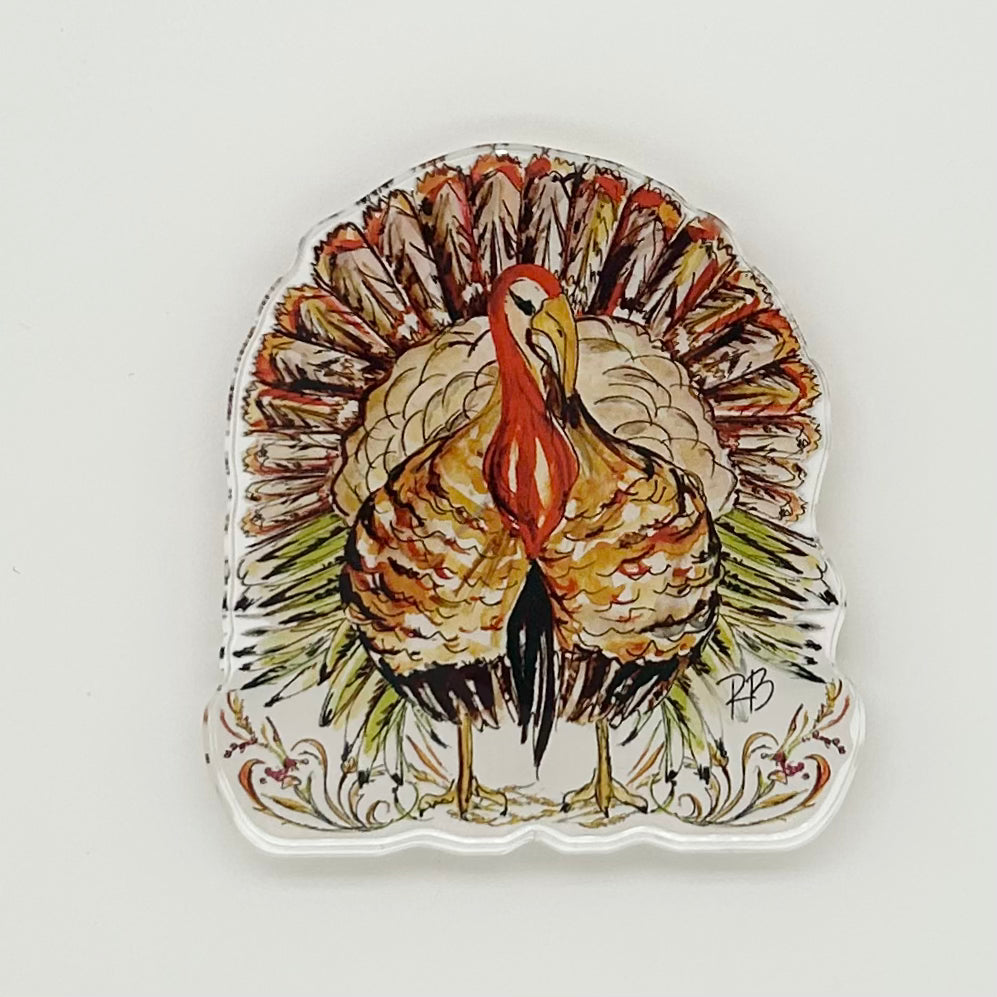 Acrylic Standing Turkey with Fall Foliage