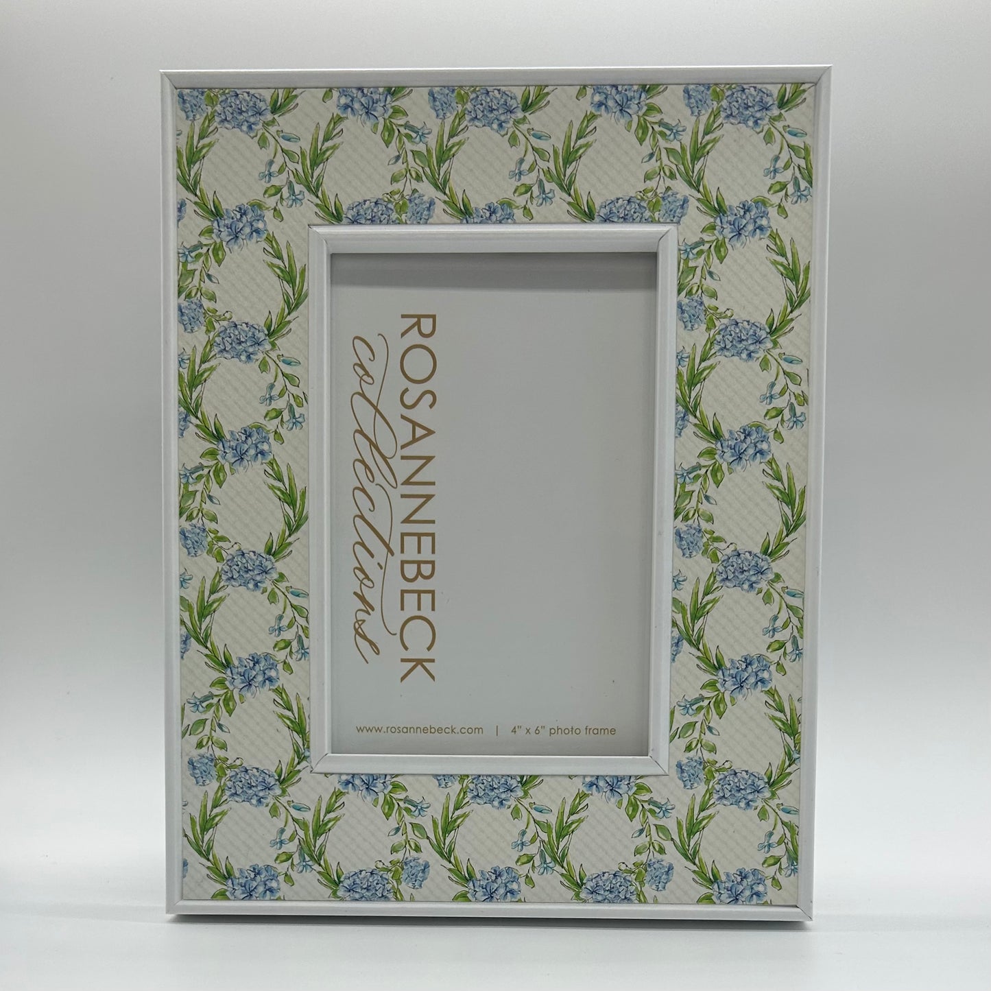 Garden Party Blue Hydrangea Trellis Hand-Painted Frame