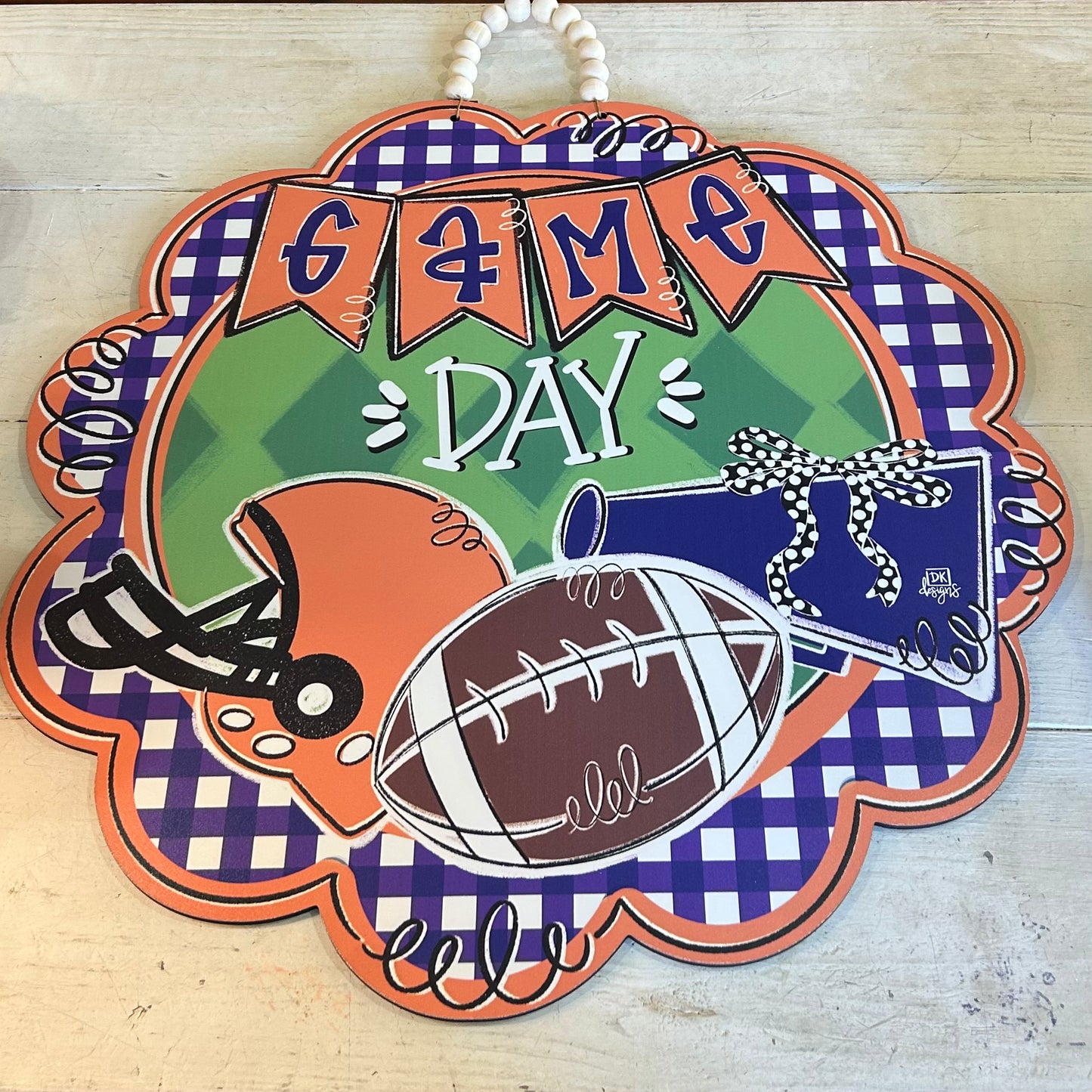 Clemson Inspired Scalloped Game Day Door Hanger