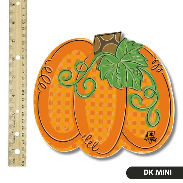 Gingham Pumpkin Door Hanger Mini